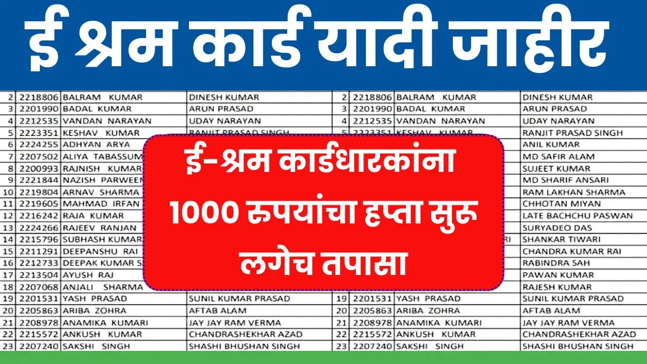 ई-श्रम कार्डधारकांना 1000 रुपयांचा हप्ता सुरू, लगेच तपासा! E Shram Card Payment Status 2025