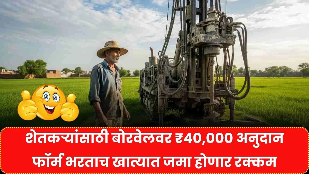 शेतकऱ्यांसाठी बोरवेलवर ₹40,000 अनुदान फॉर्म भरताच खात्यात जमा होणार रक्कम! Well Borewell Subsidy